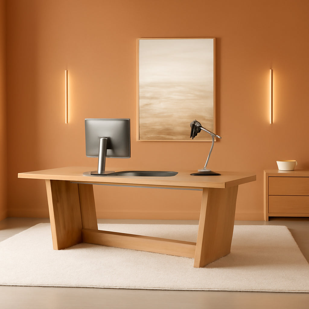 Spacious Wooden Executive Desk for Home Office Use