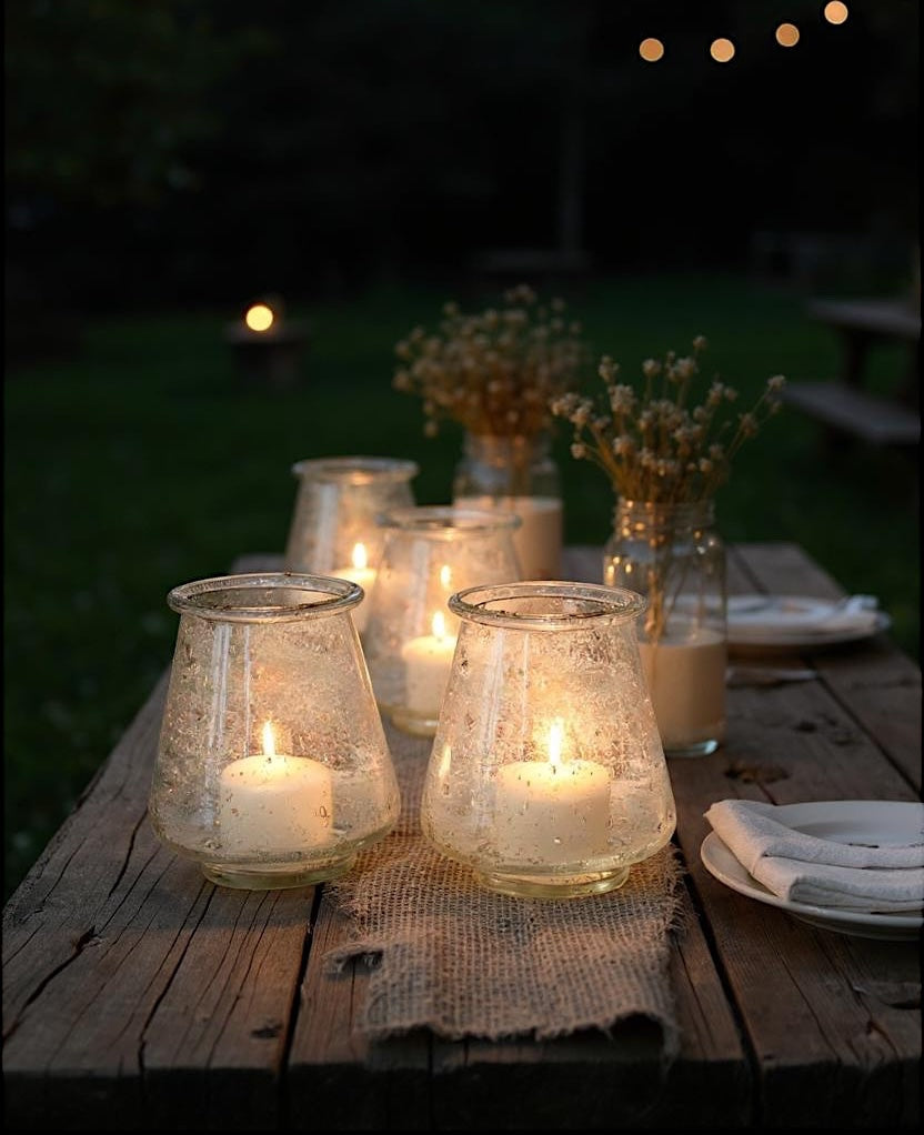 Speckled Bubble Glass Hurricane Vase