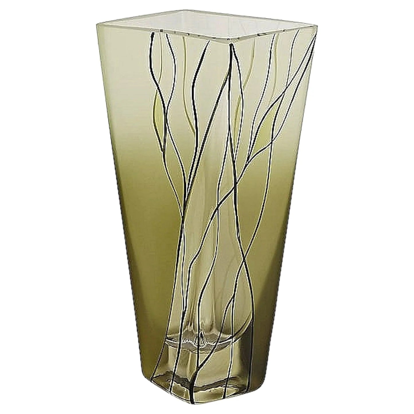 Square Vase - 8 inch Green Crystal vase