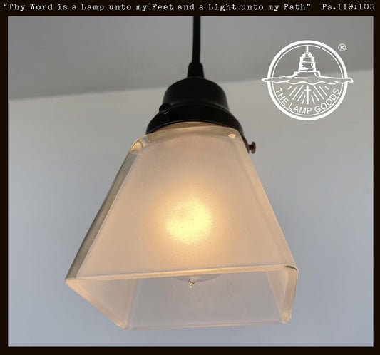Vintage Frosted SQUARE 1960's PENDANT Light