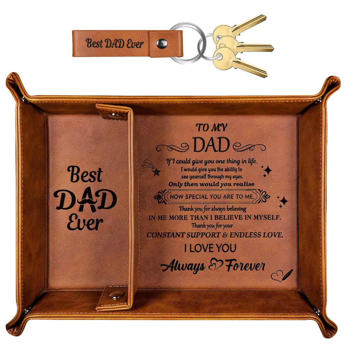 Best Dad Ever PU Leather Valet Tray