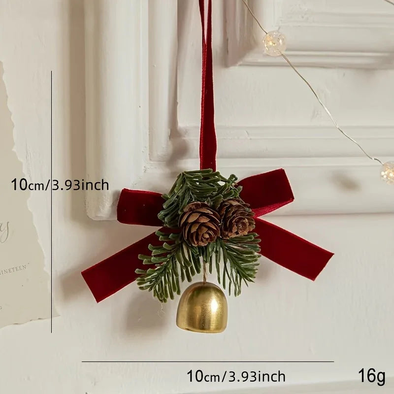 Stainless Steel Christmas Door Hanger with Bow and Bell