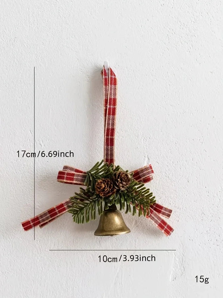 Stainless Steel Christmas Door Hanger with Bow and Bell