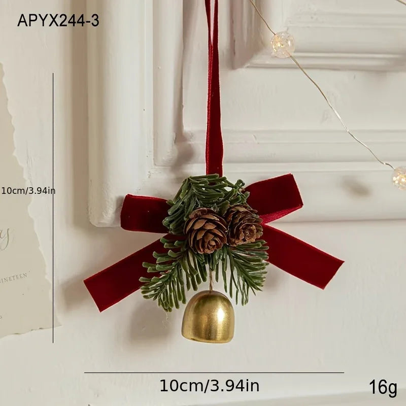 Stainless Steel Christmas Door Hanger with Bow and Bell