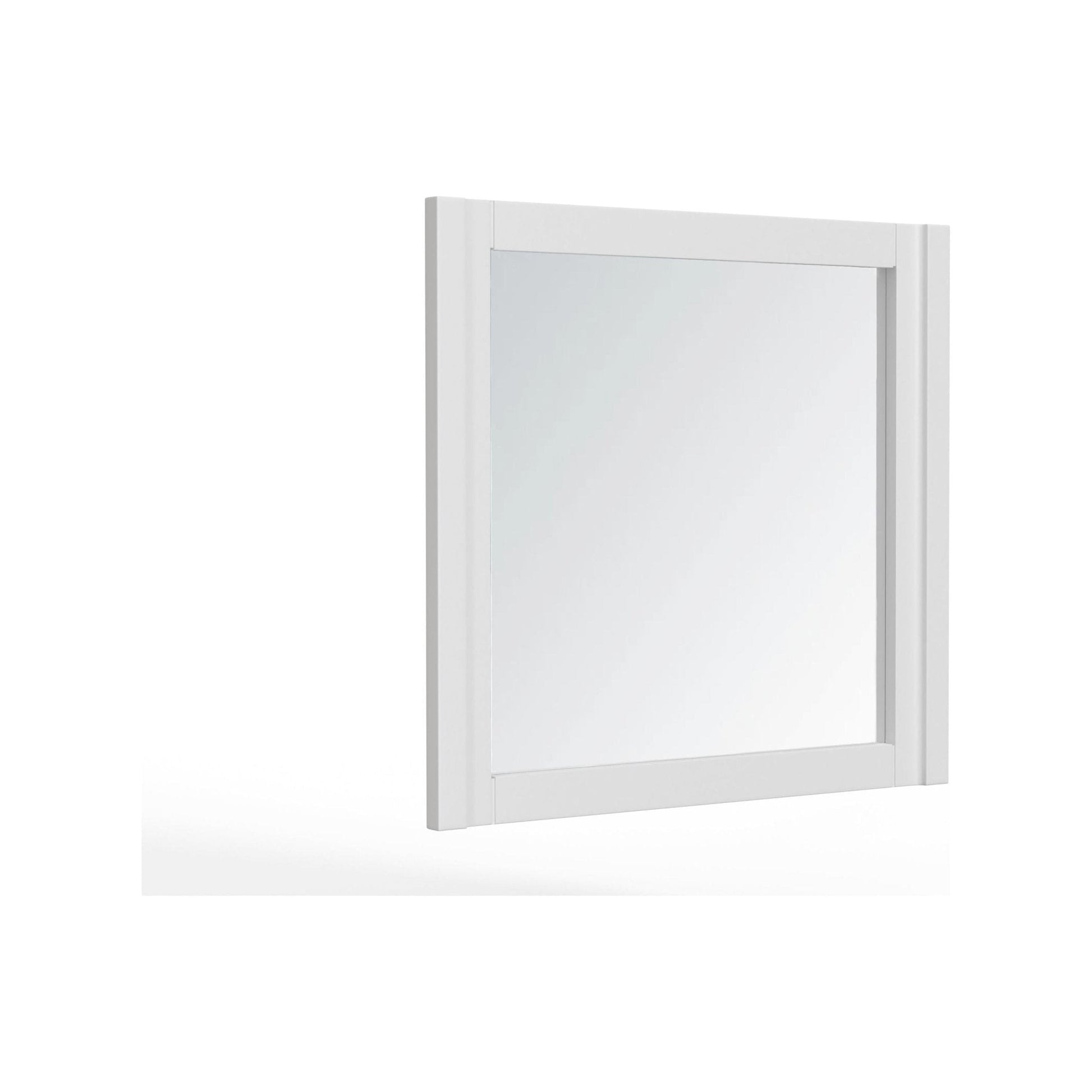 Stapleton Mirror featuring a handcrafted white frame, ideal for enhancing bedroom décor.