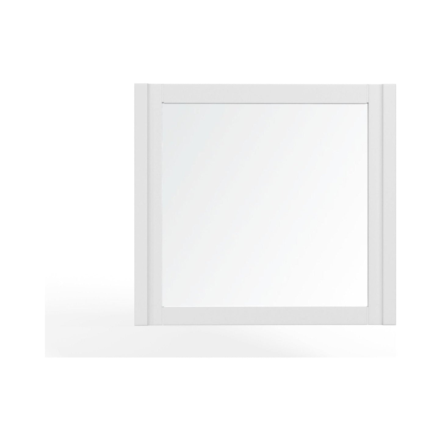 Stapleton Mirror in a beautiful white finish, featuring a square design perfect for any bedroom decor.