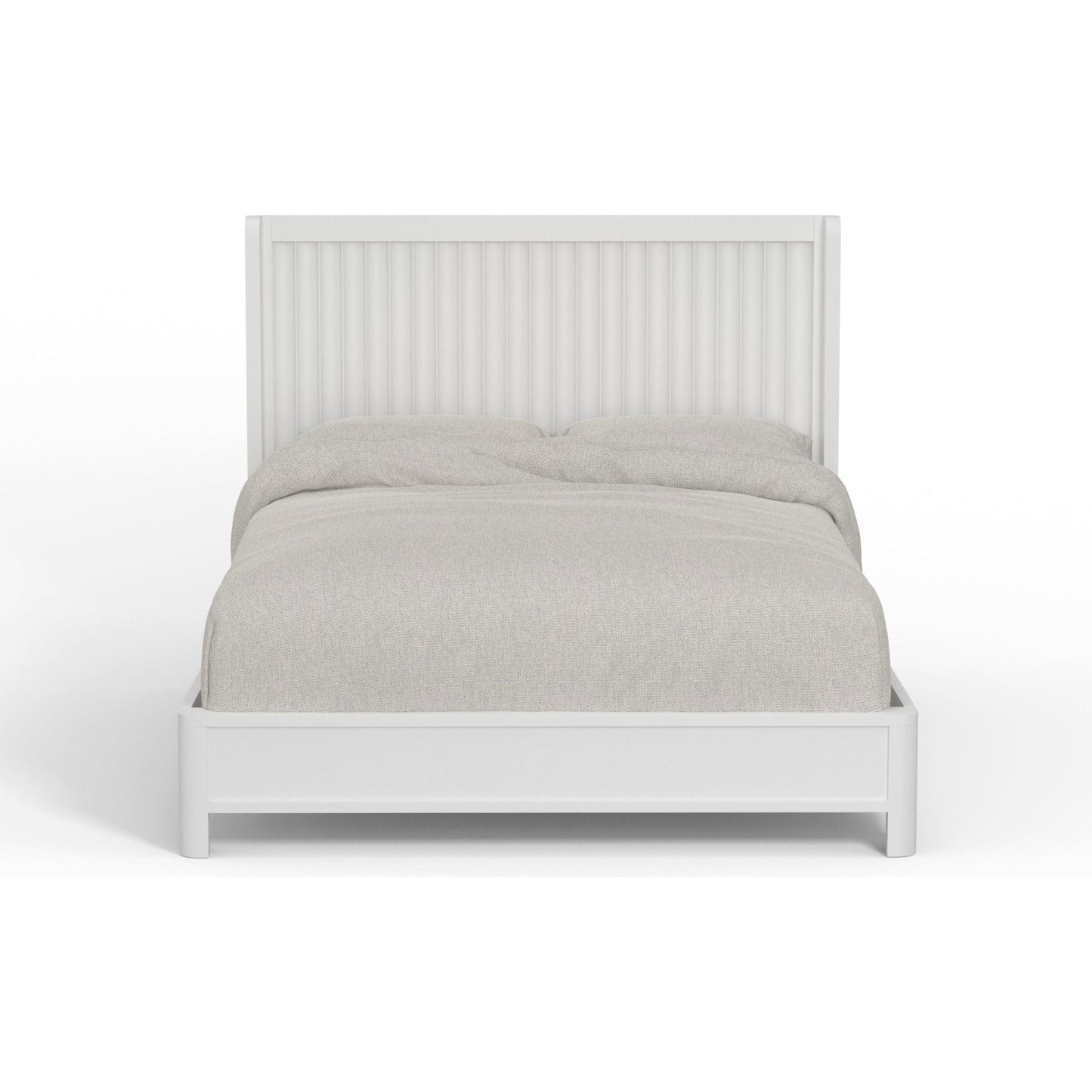 Stapleton Panel Bed in white finish with a classic design and plush bedding, ideal for enhancing bedroom aesthetics.