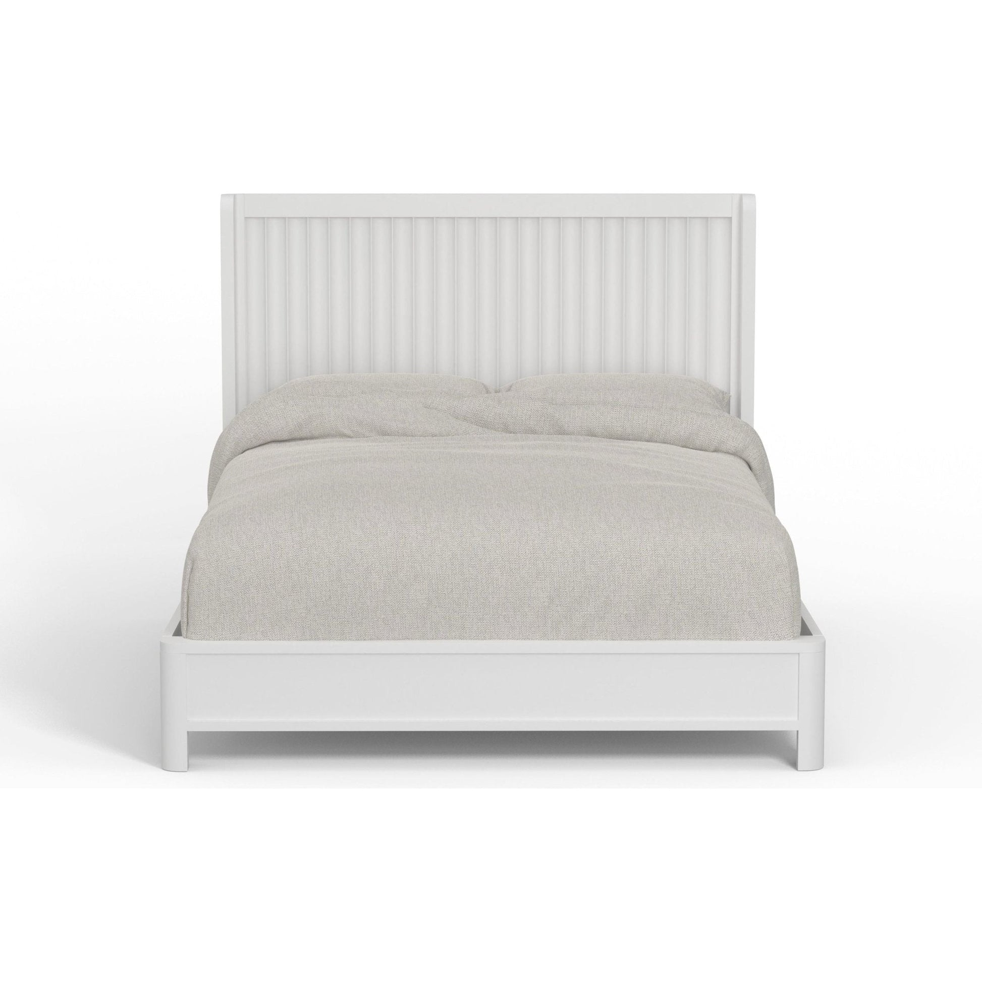 Stapleton Panel Bed in white finish with a classic design and plush bedding, ideal for enhancing bedroom aesthetics.