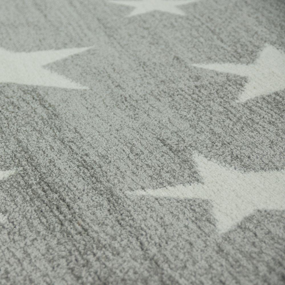Stars Rug Kids for Nursery In Grey White Pastel Colors