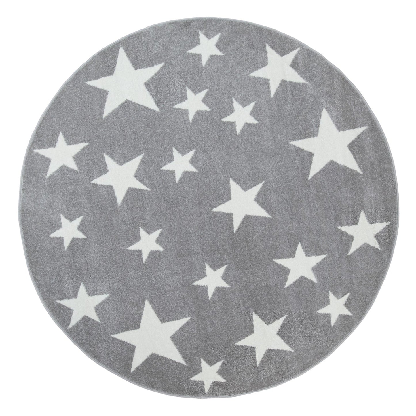 Stars Rug Kids for Nursery In Grey White Pastel Colors