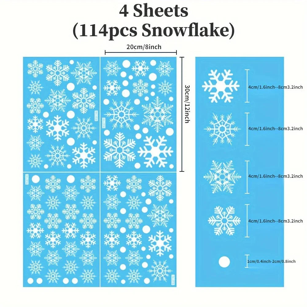 Static Cling Window Decor Set - Reusable Electrostatic Snowflake Winter Decoration