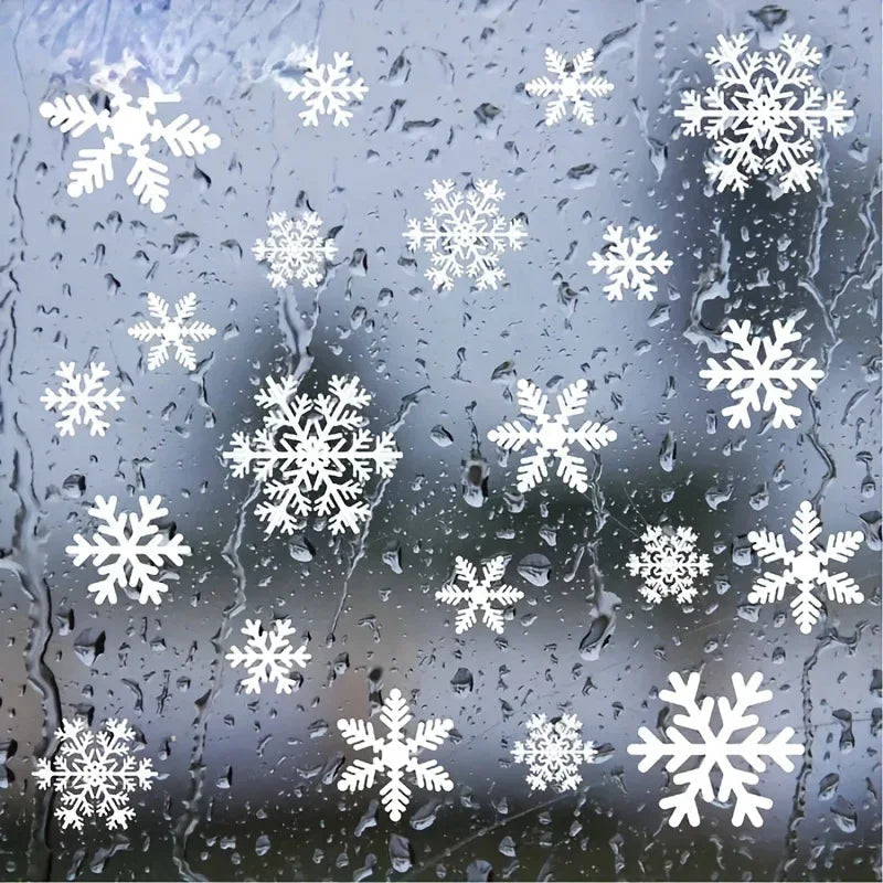 Static Cling Window Decor Set - Reusable Electrostatic Snowflake Winter Decoration