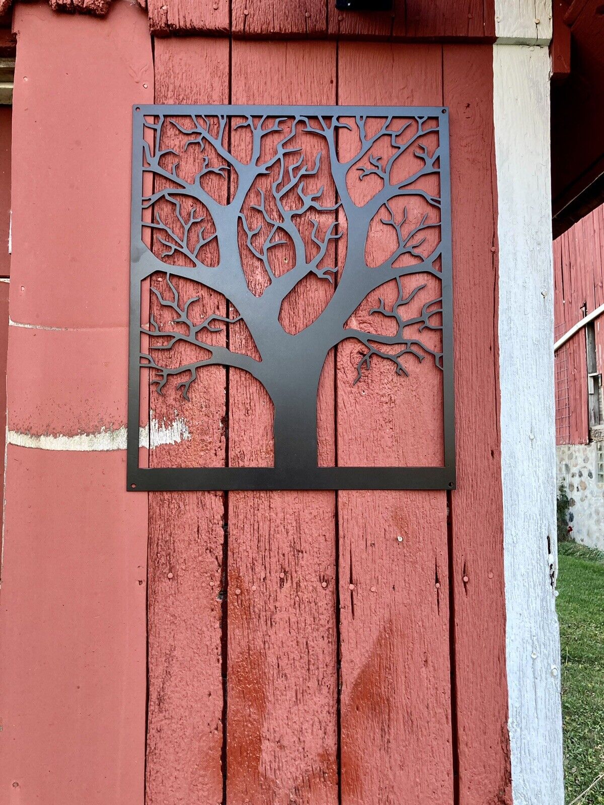 Steel Farmhouse Burr Oak Tree Wall Art