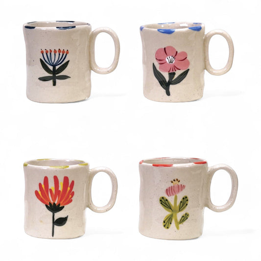 Hand-Painted Ceramic Petite Floral Mug | 4 Styles