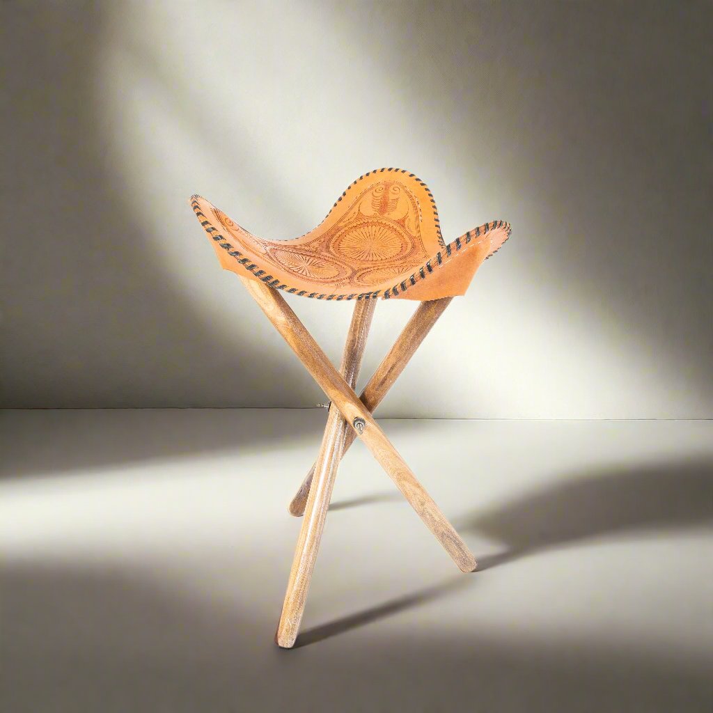 Caballero | Hand-tooled Leather Picnic Stool
