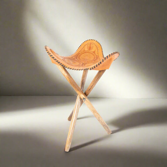 Caballero | Hand-tooled Leather Picnic Stool