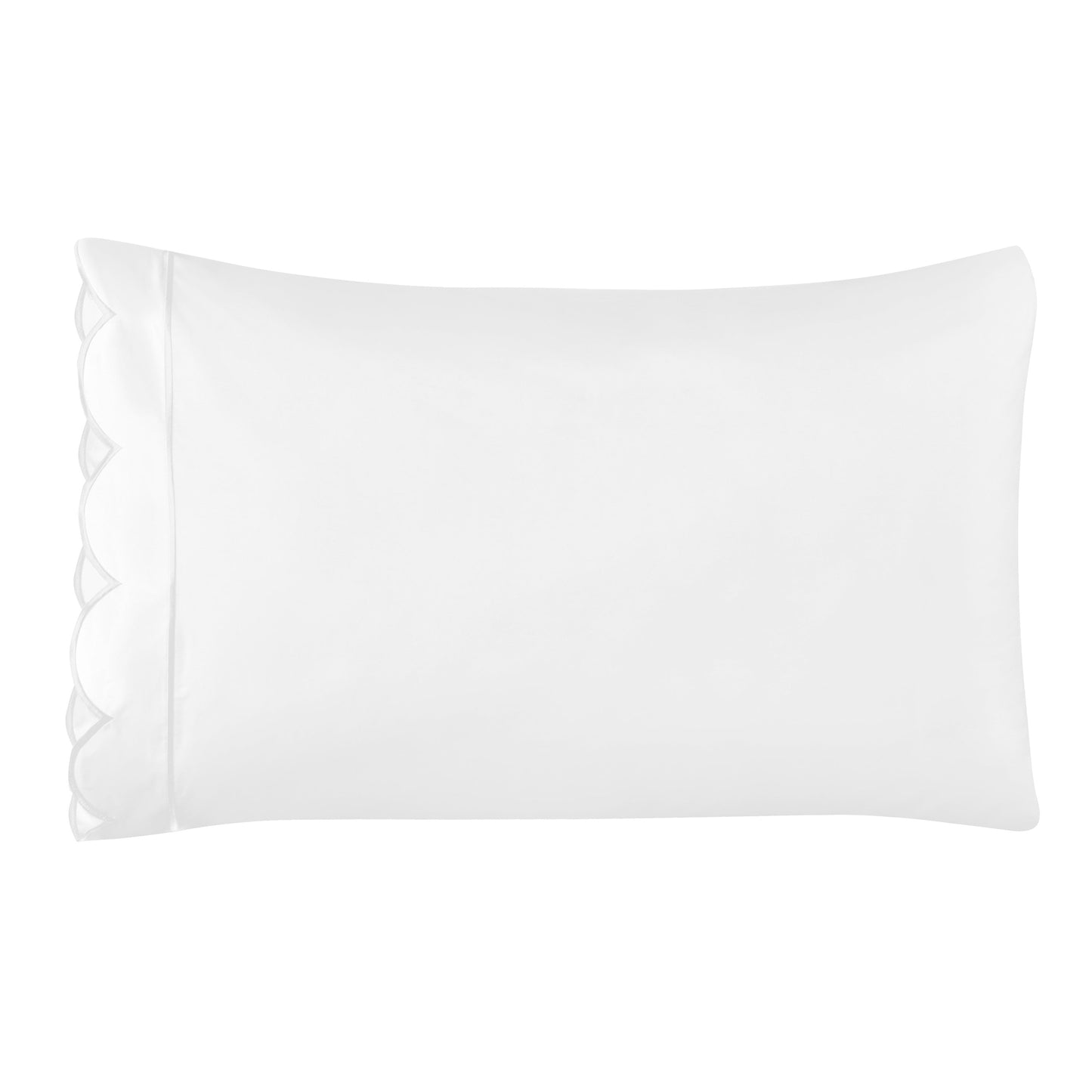 Scallop Frame Embroidered Cotton Percale Pillowcase Pair