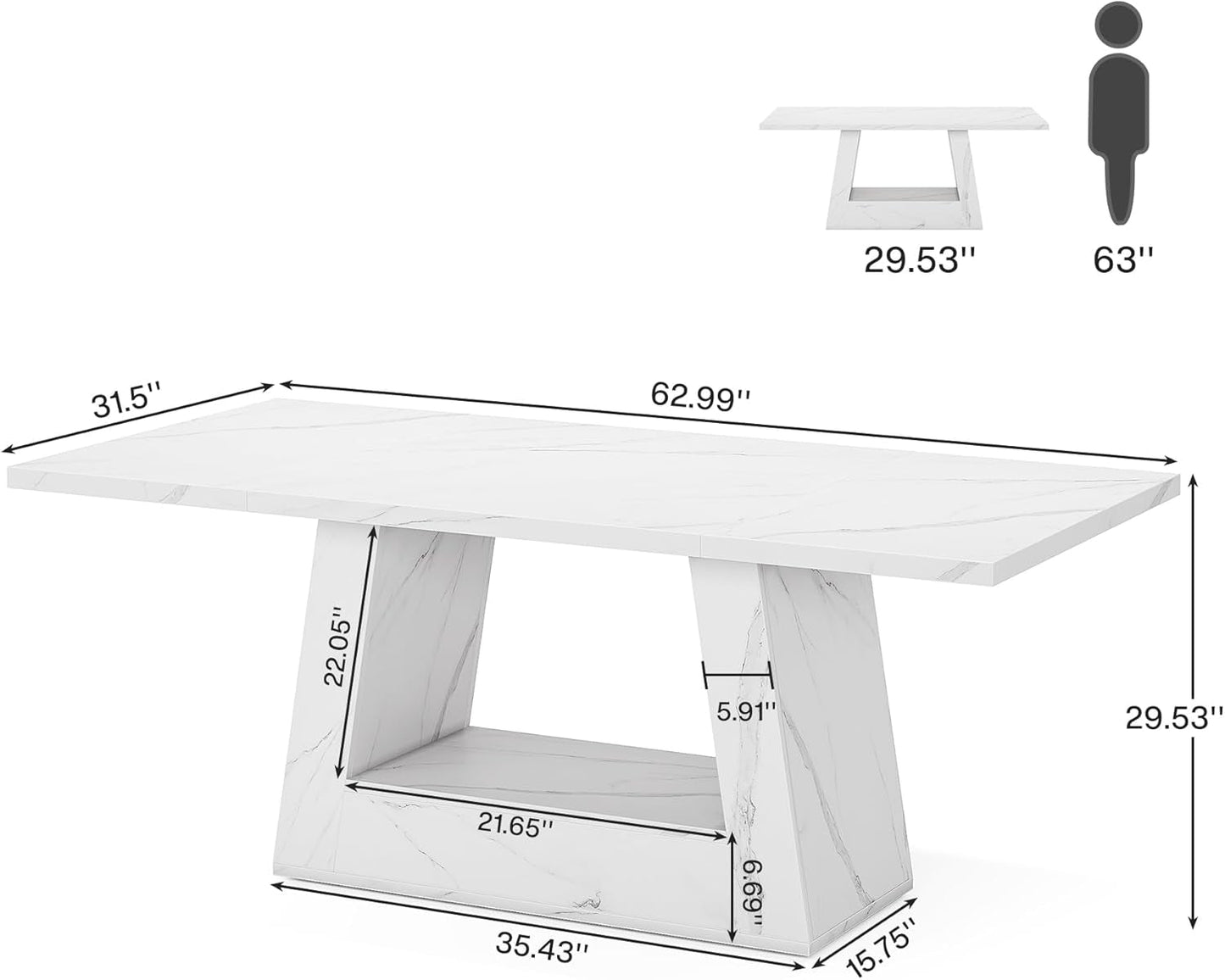 Stylish 63 Inch Large Computer Desk for Home Office