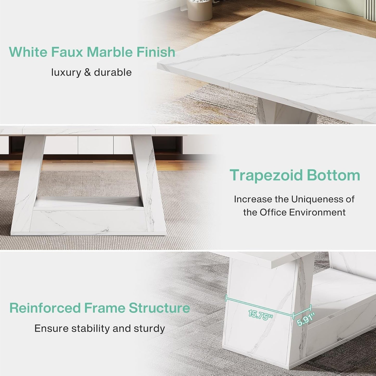 Stylish 63 Inch Large Computer Desk for Home Office