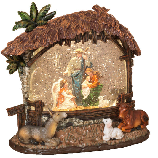 Enchanted Lighted Spinning Nativity Waterglobe