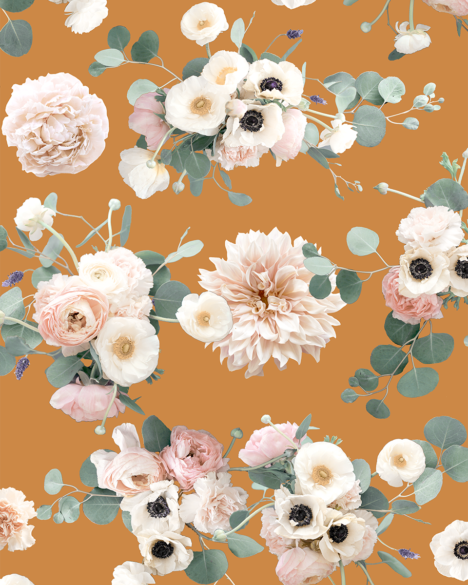 Sunrise Floral Wallpaper, orange