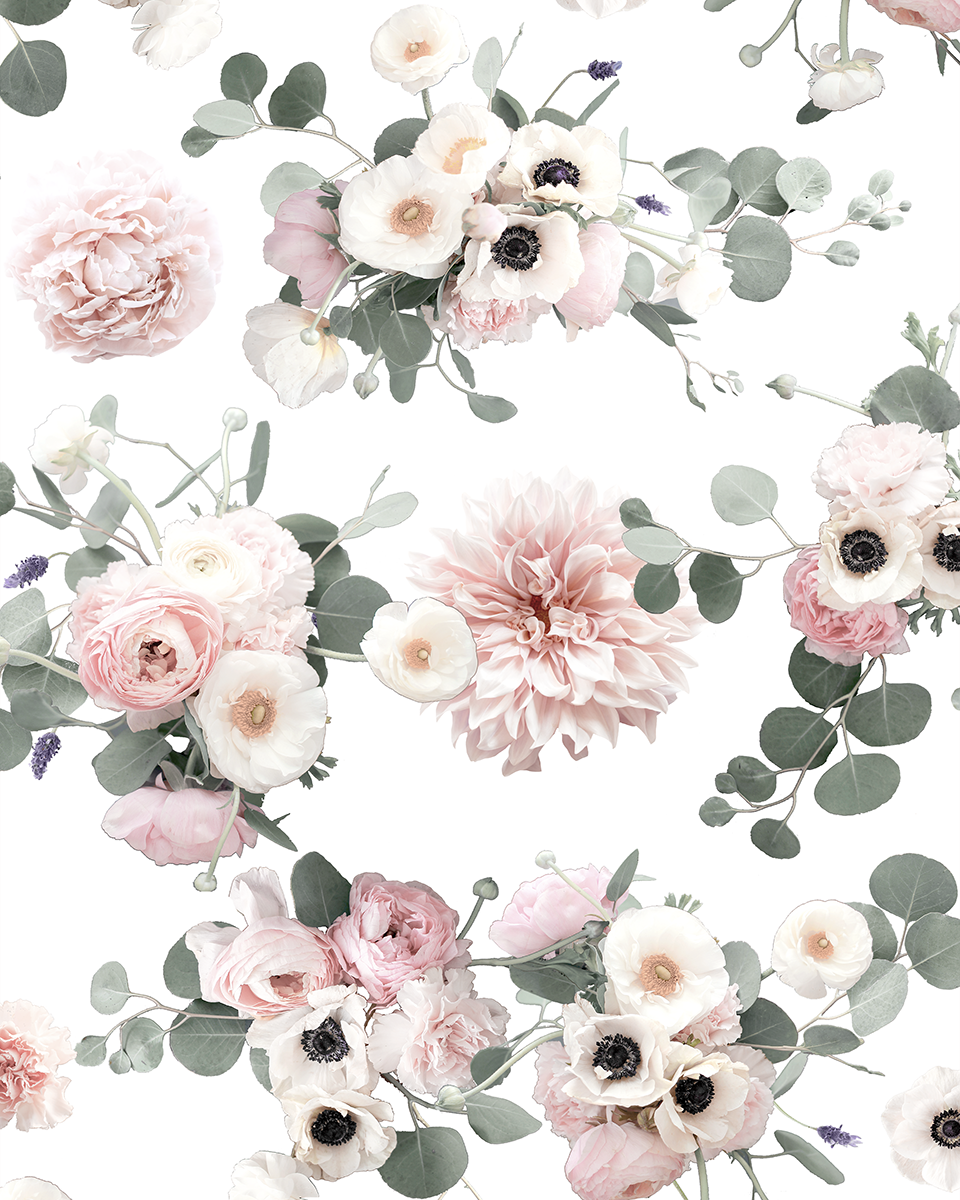 Sunrise Floral Wallpaper, white