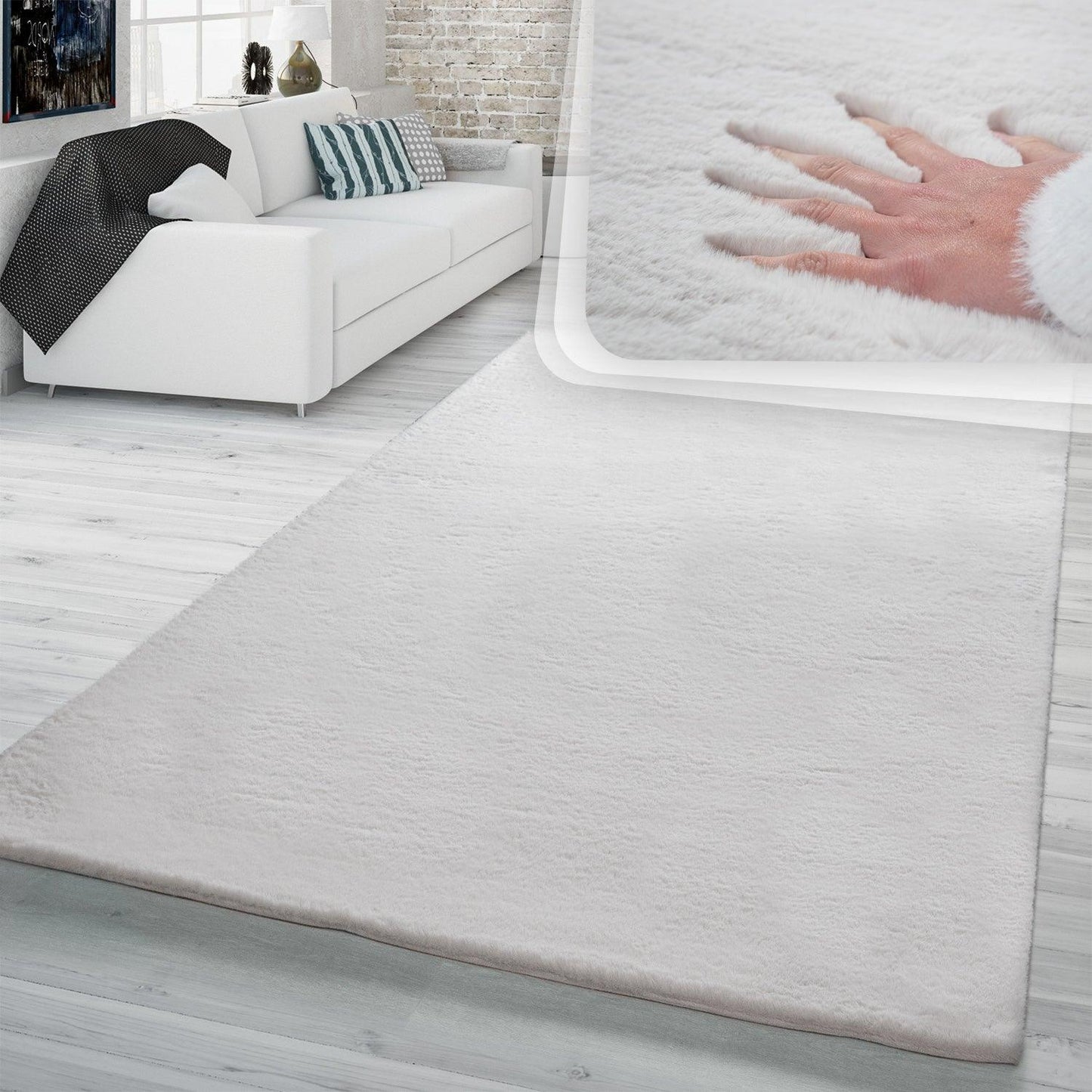 Super Soft Area Rug Fluffy High Pile Cosy Luxurious Touch in Solid Cream