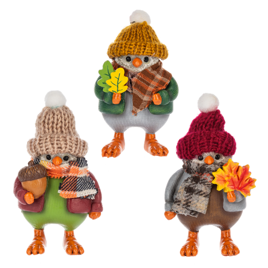 Sweater Weather Fall Bird Figurines | 3 Styles