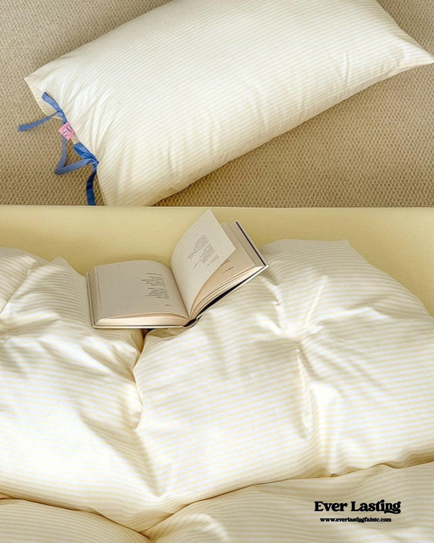 Sweet Bow Striped Bedding Set / Pink