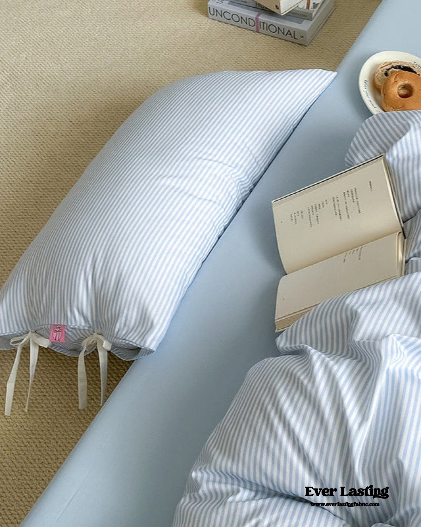 Sweet Bow Striped Bedding Set / Pink