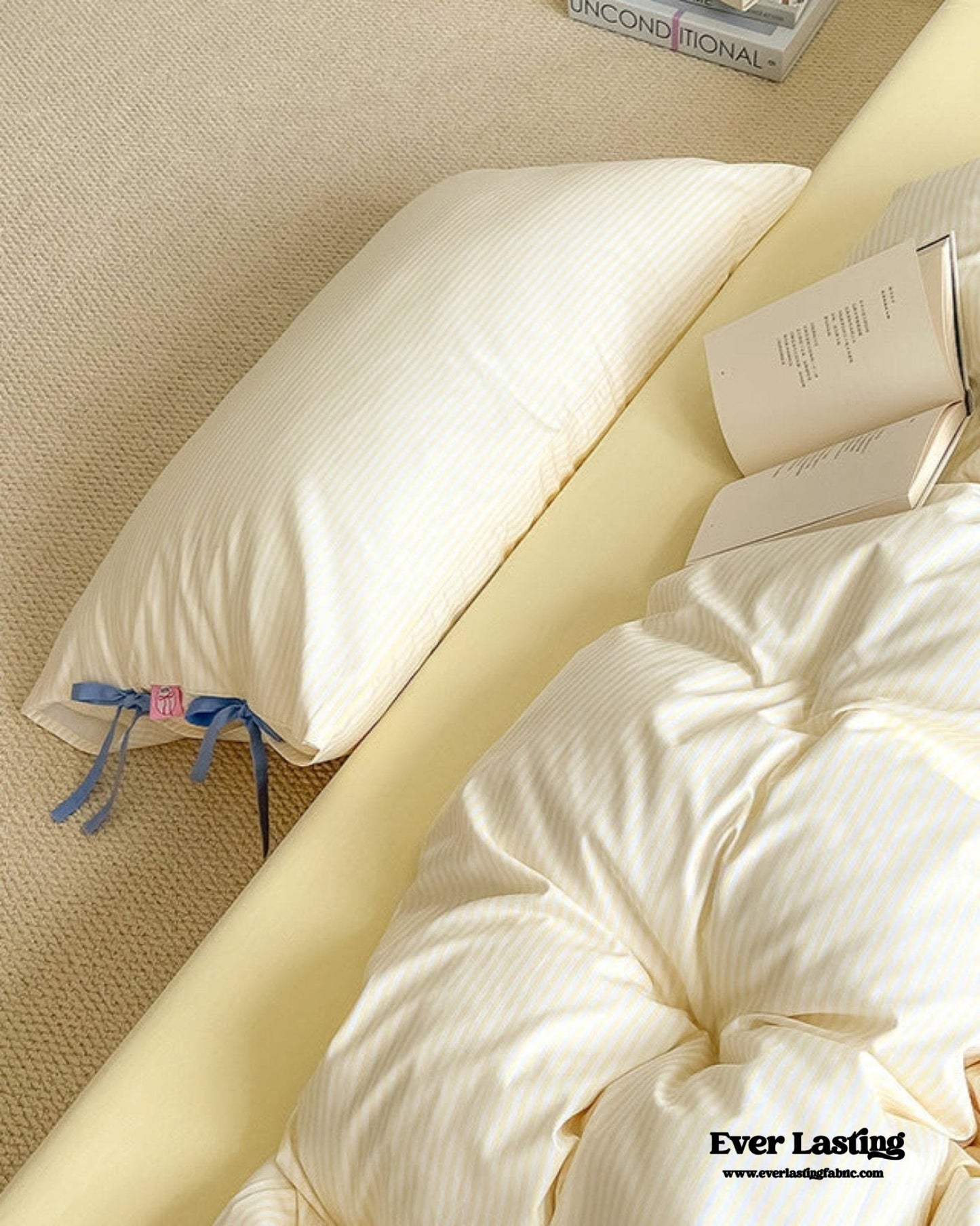 Sweet Bow Striped Bedding Set / Pink