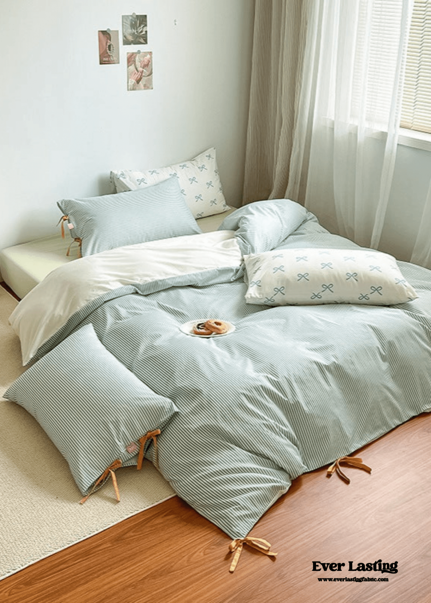 Sweet Bow Striped Bedding Set / Pink