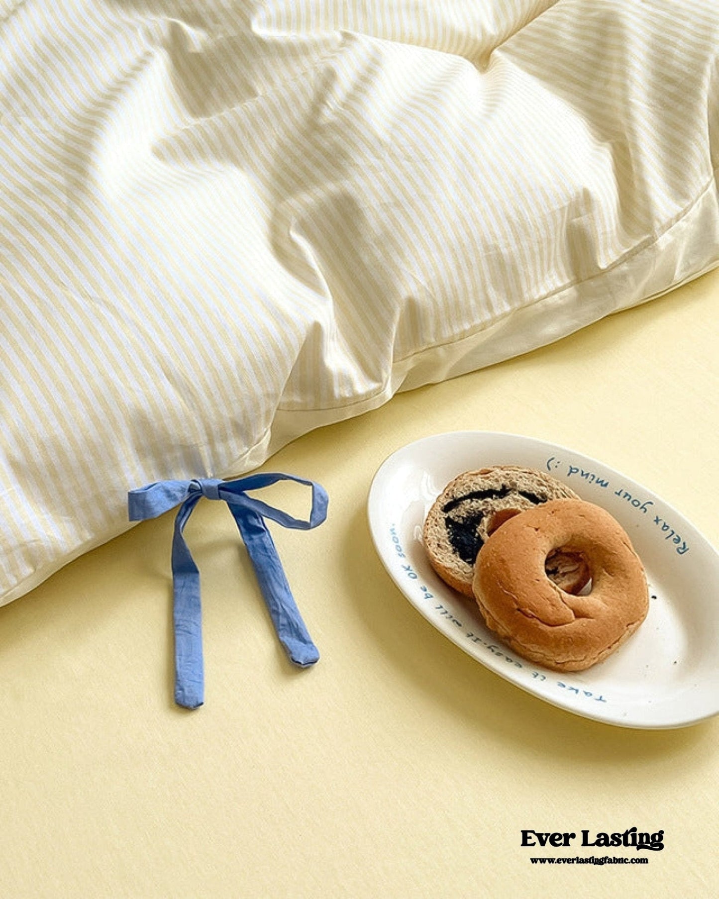 Sweet Bow Striped Bedding Set / Pink