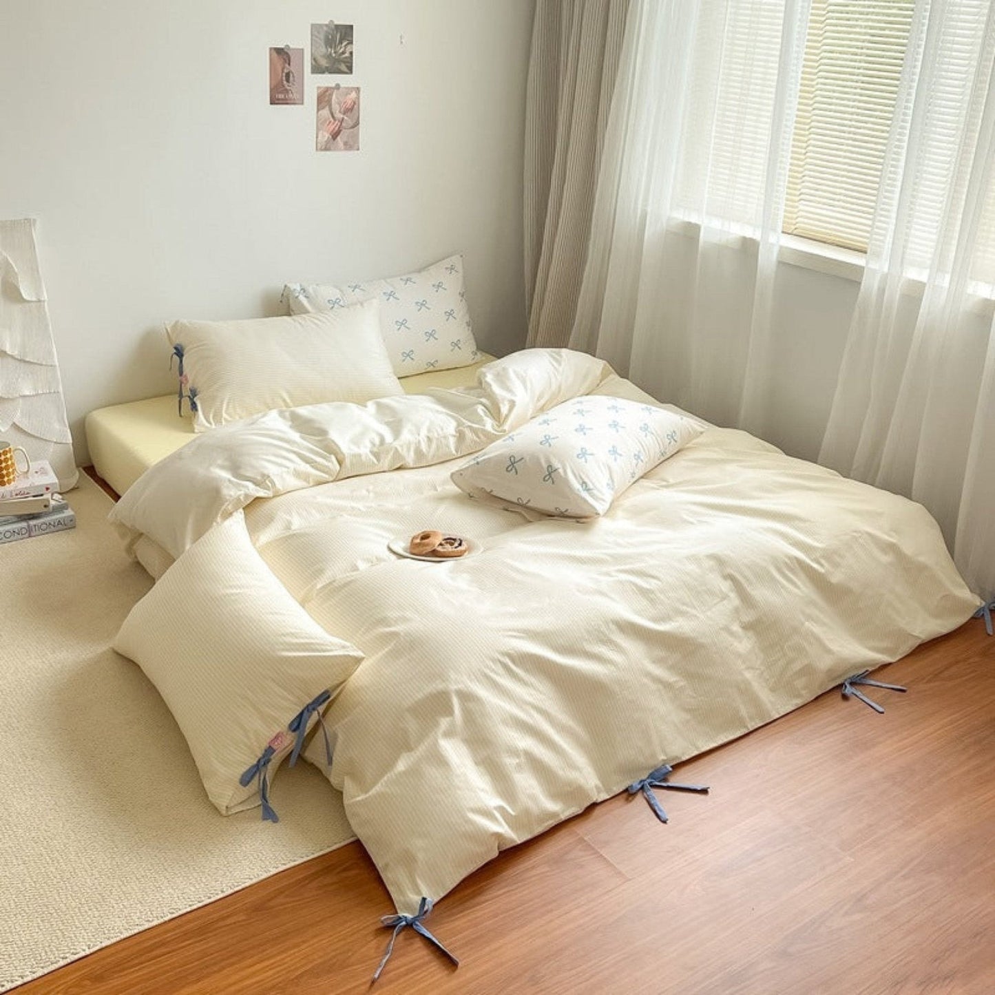 Sweet Bow Striped Bedding Set / Pink