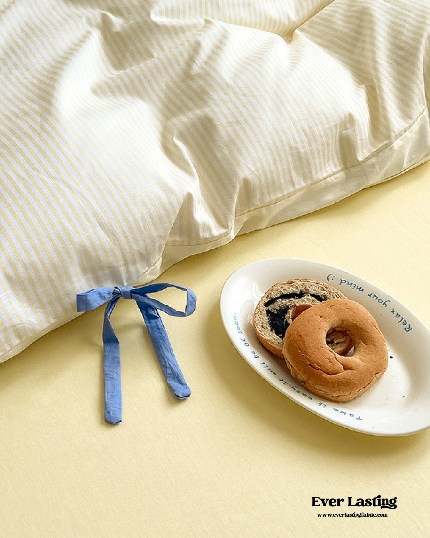 Sweet Bow Striped Bedding Set / Yellow