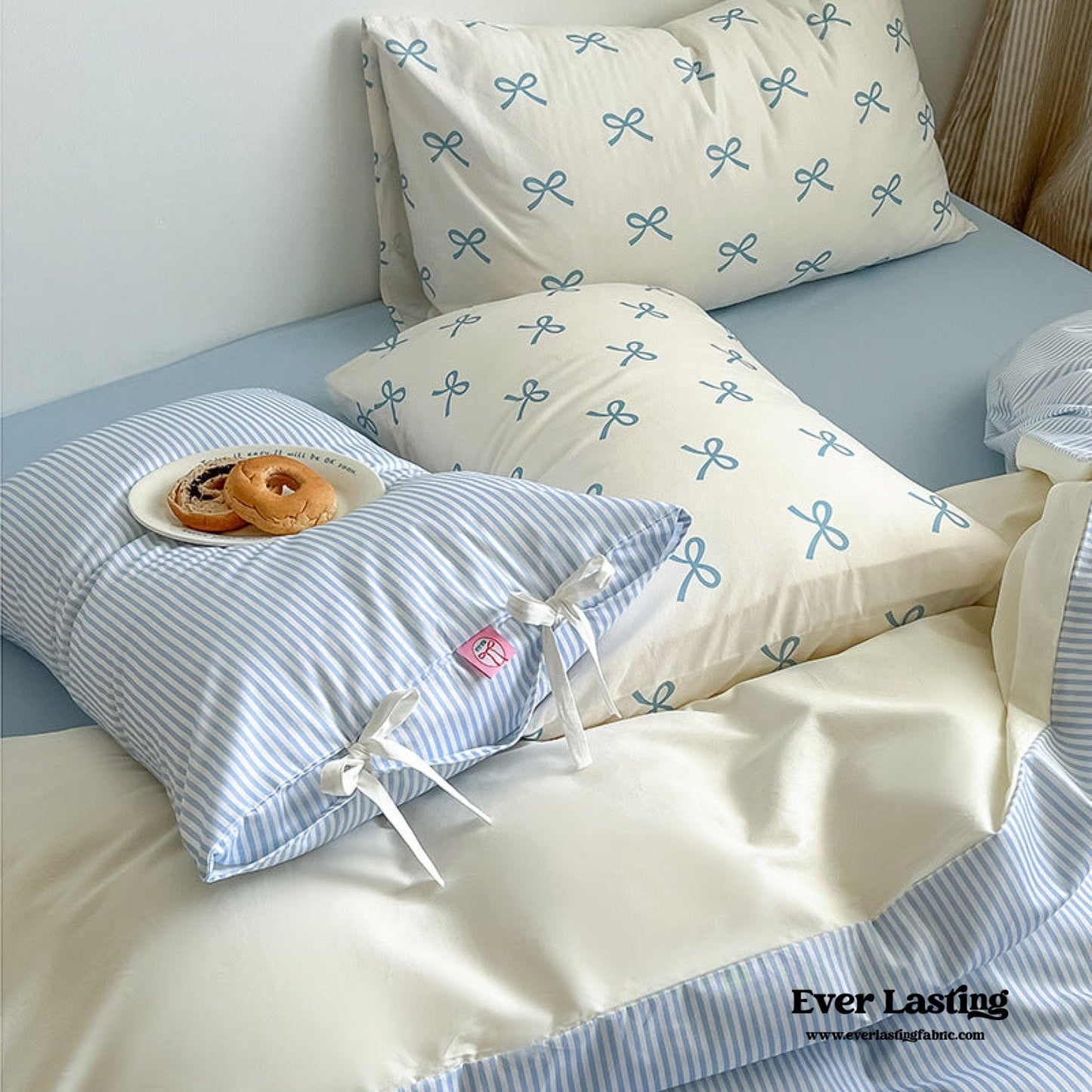 Sweet Bow Striped Bedding Set / Yellow