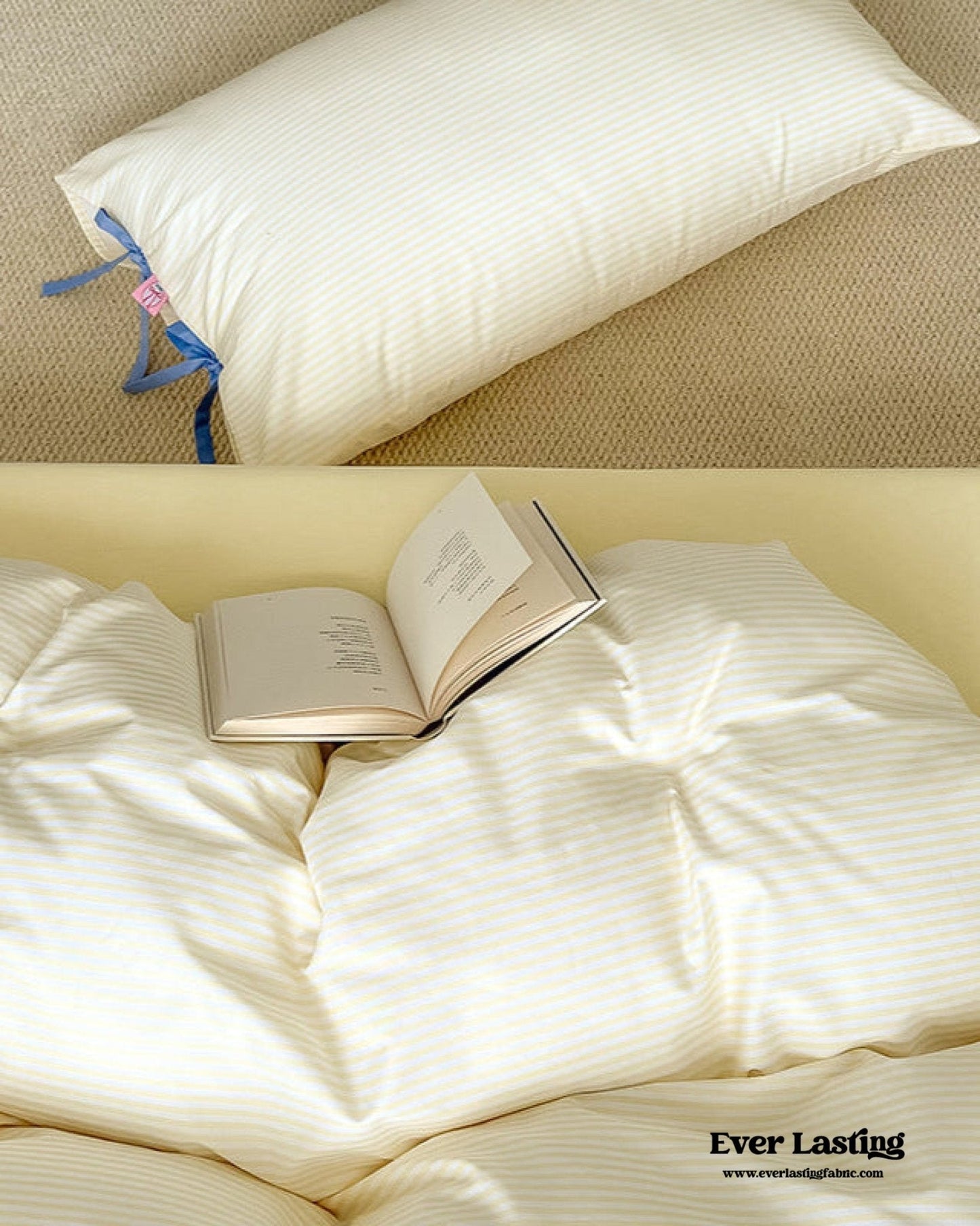 Sweet Bow Striped Bedding Set / Yellow