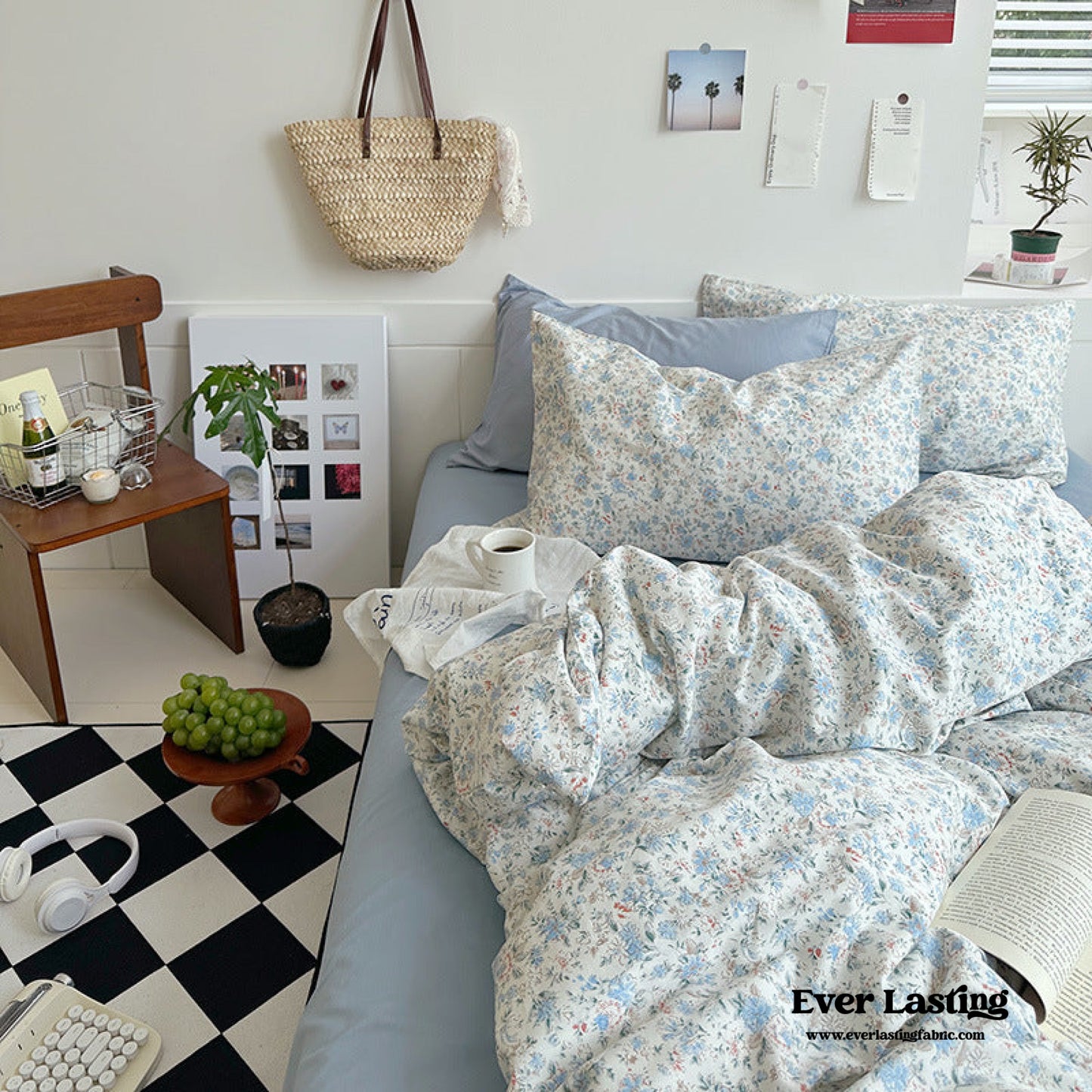 Sweet Floral Bedding Set / Blue Yellow