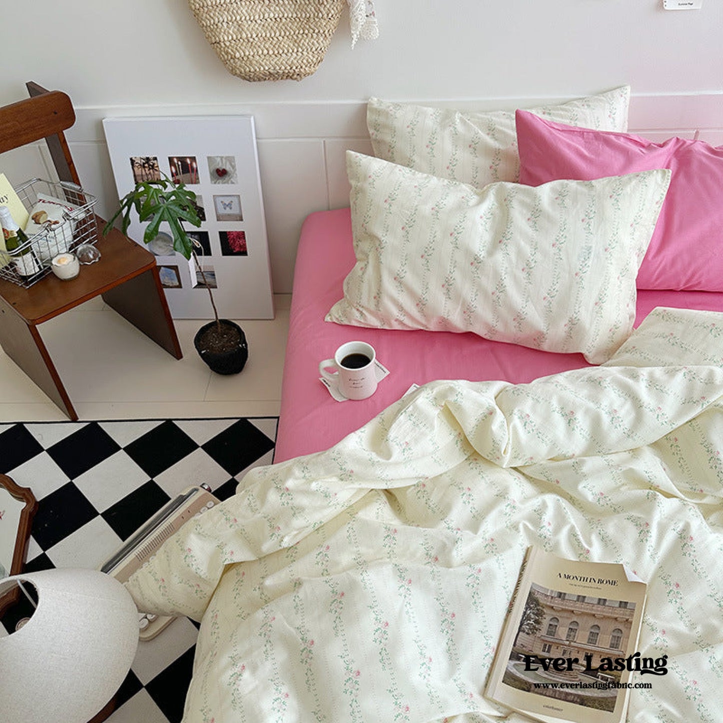 Sweet Floral Bedding Set / Pink