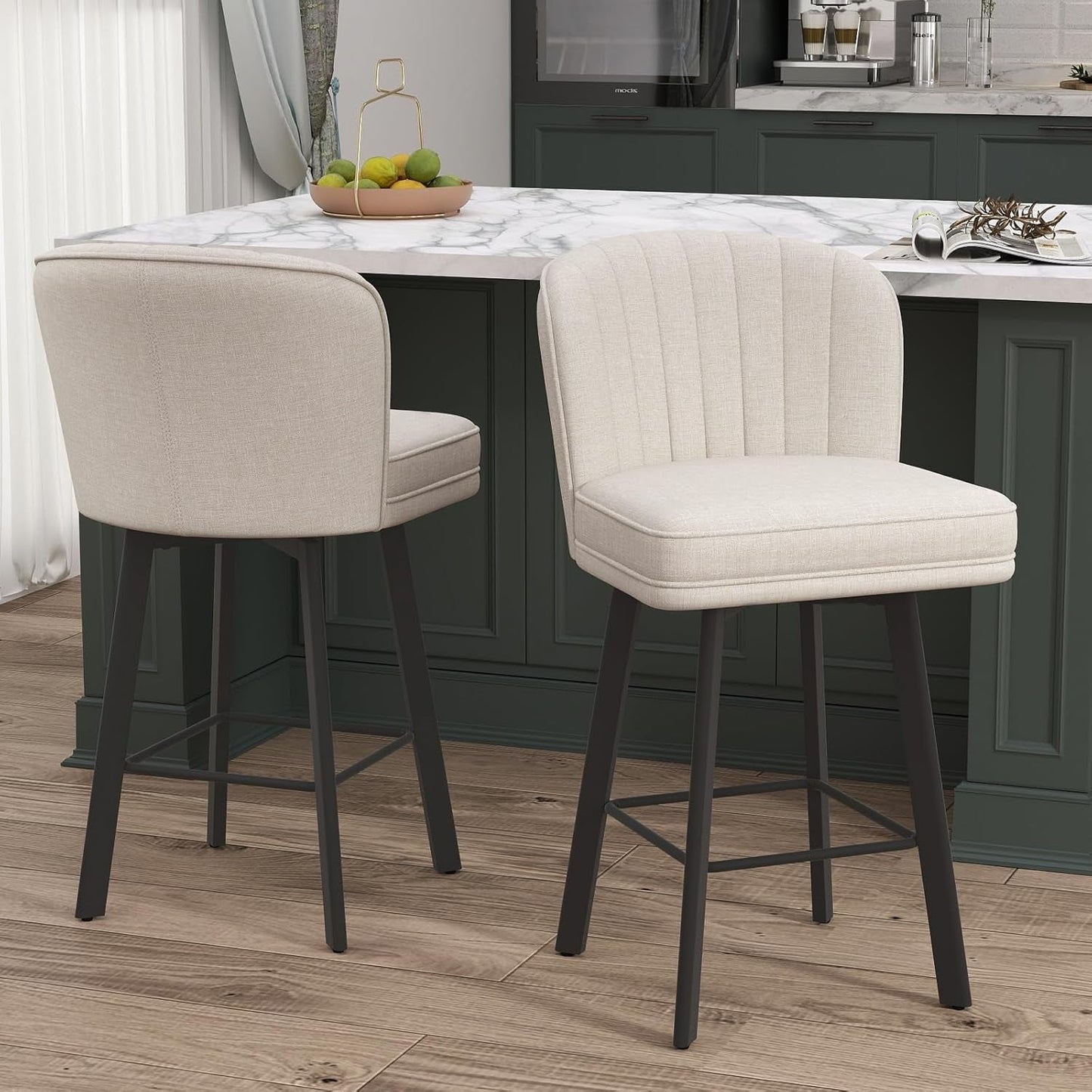 Swivel Counter Height Bar Stools Set Of 3 26 Inch Beige