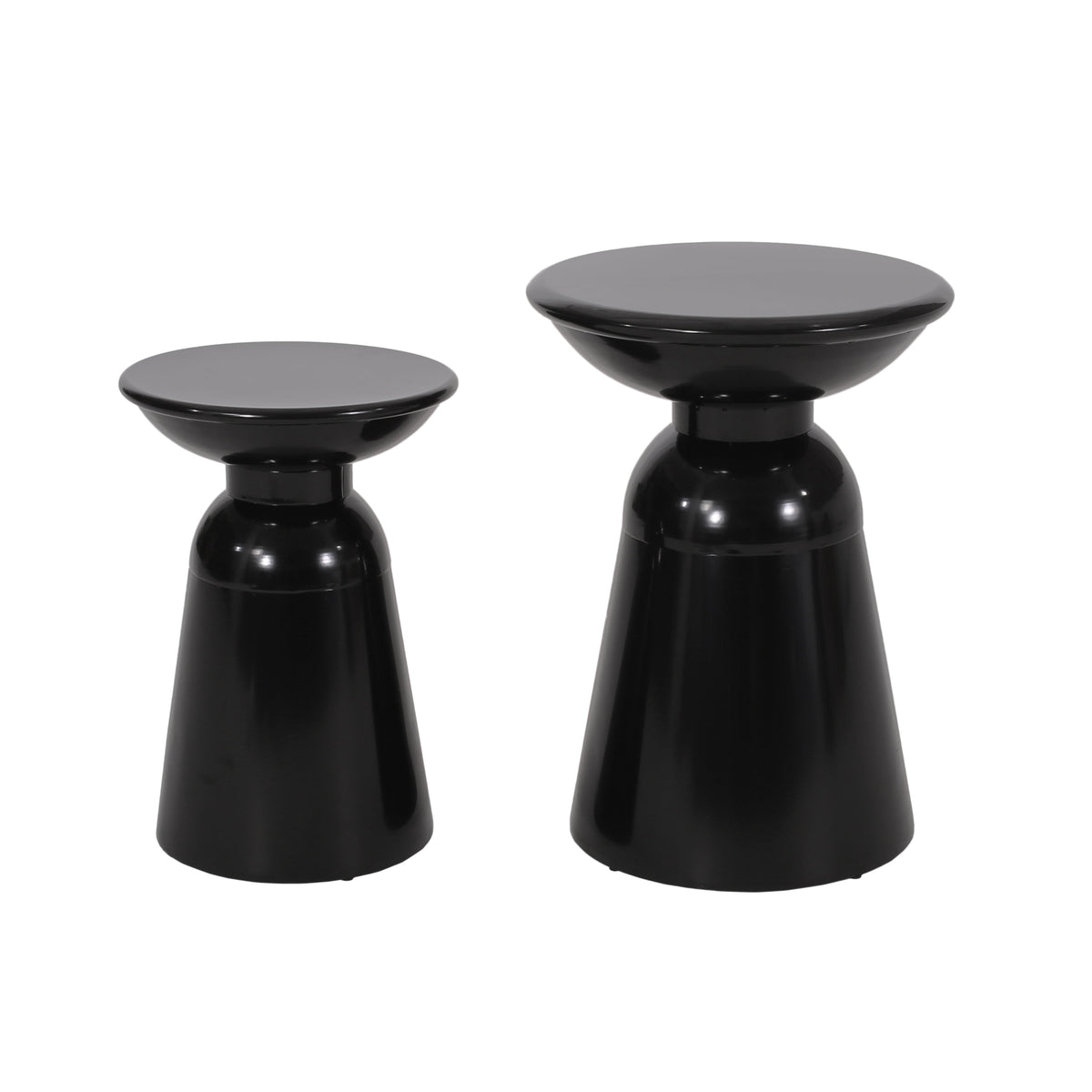 Serenita Outdoor Iron Side Tables with Flared Design, Set of 2