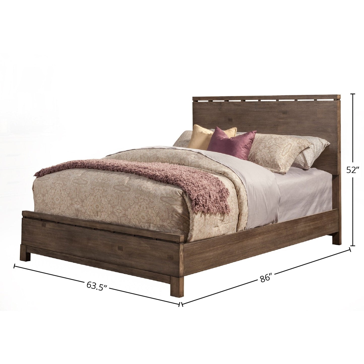 Sydney Bed in Weathered Grey finish with elegant design, featuring plush bedding and stylish headboard.