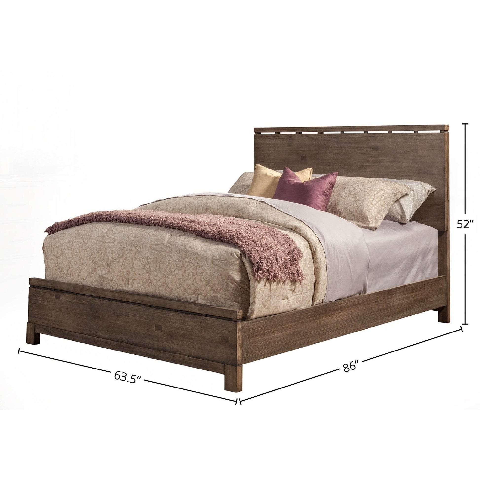 Sydney Bed in Weathered Grey finish with elegant design, featuring plush bedding and stylish headboard.