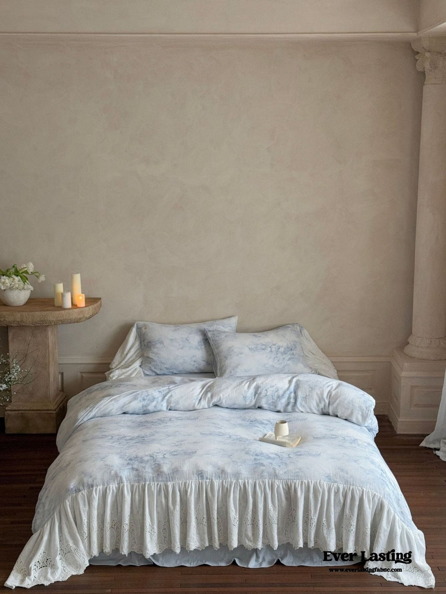 Sylvie Lace Gauze Bedding Set / Blue Sky