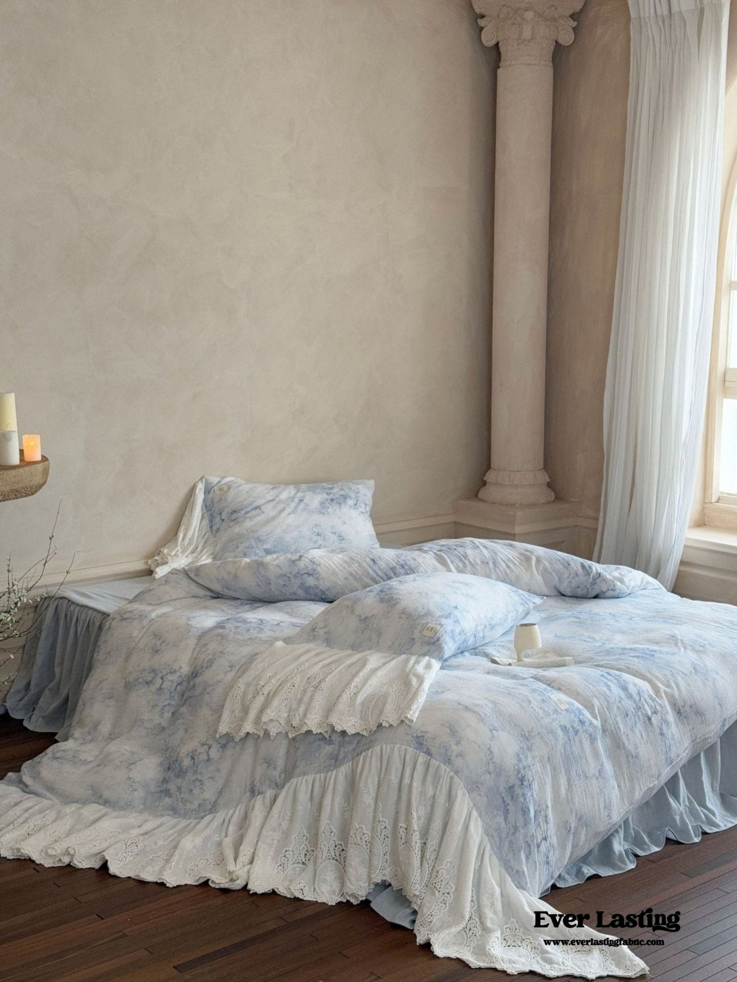 Sylvie Lace Gauze Bedding Set / Blue Sky