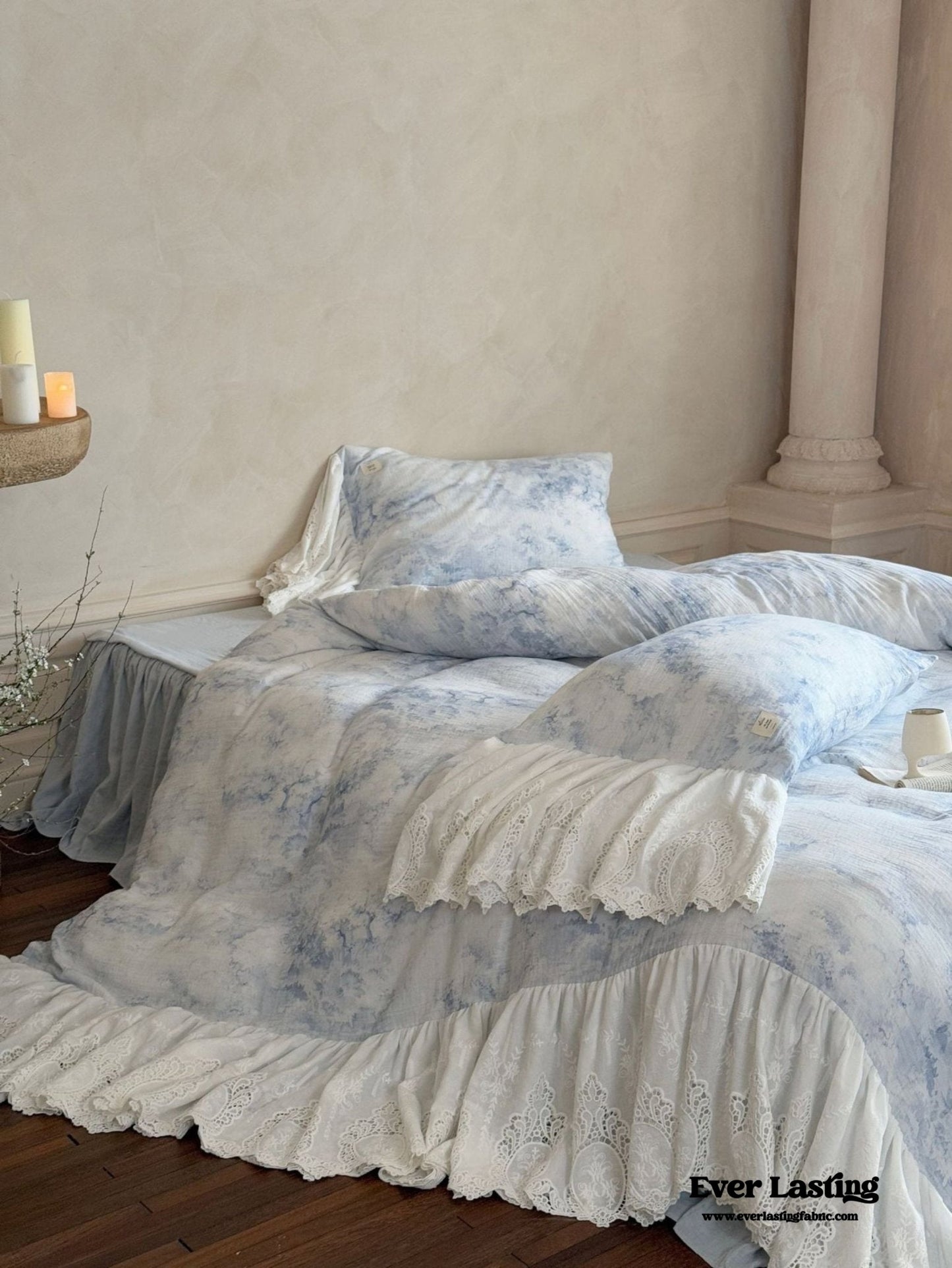 Sylvie Lace Gauze Bedding Set / Blue Sky