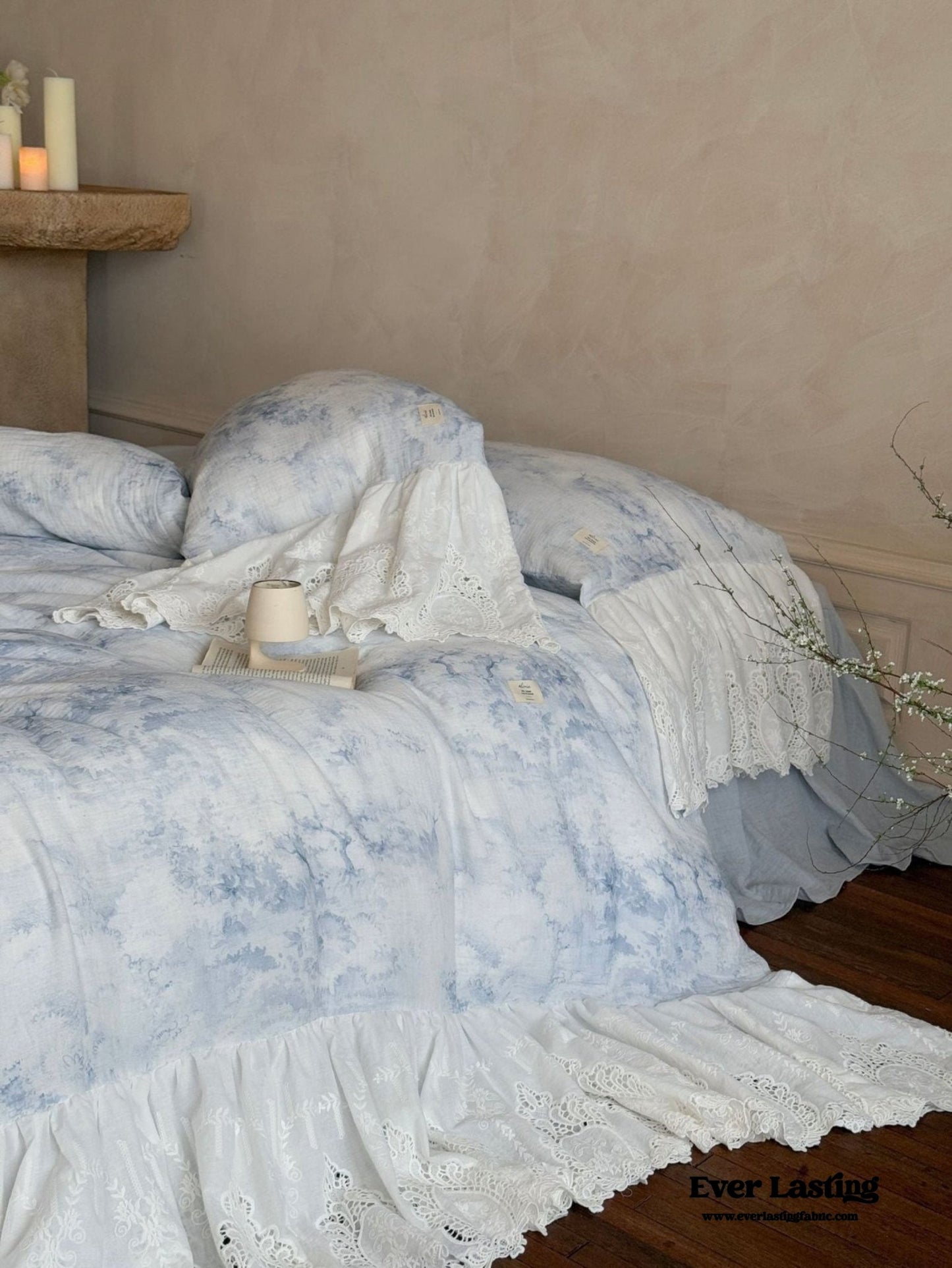 Sylvie Lace Gauze Bedding Set / Blue Sky