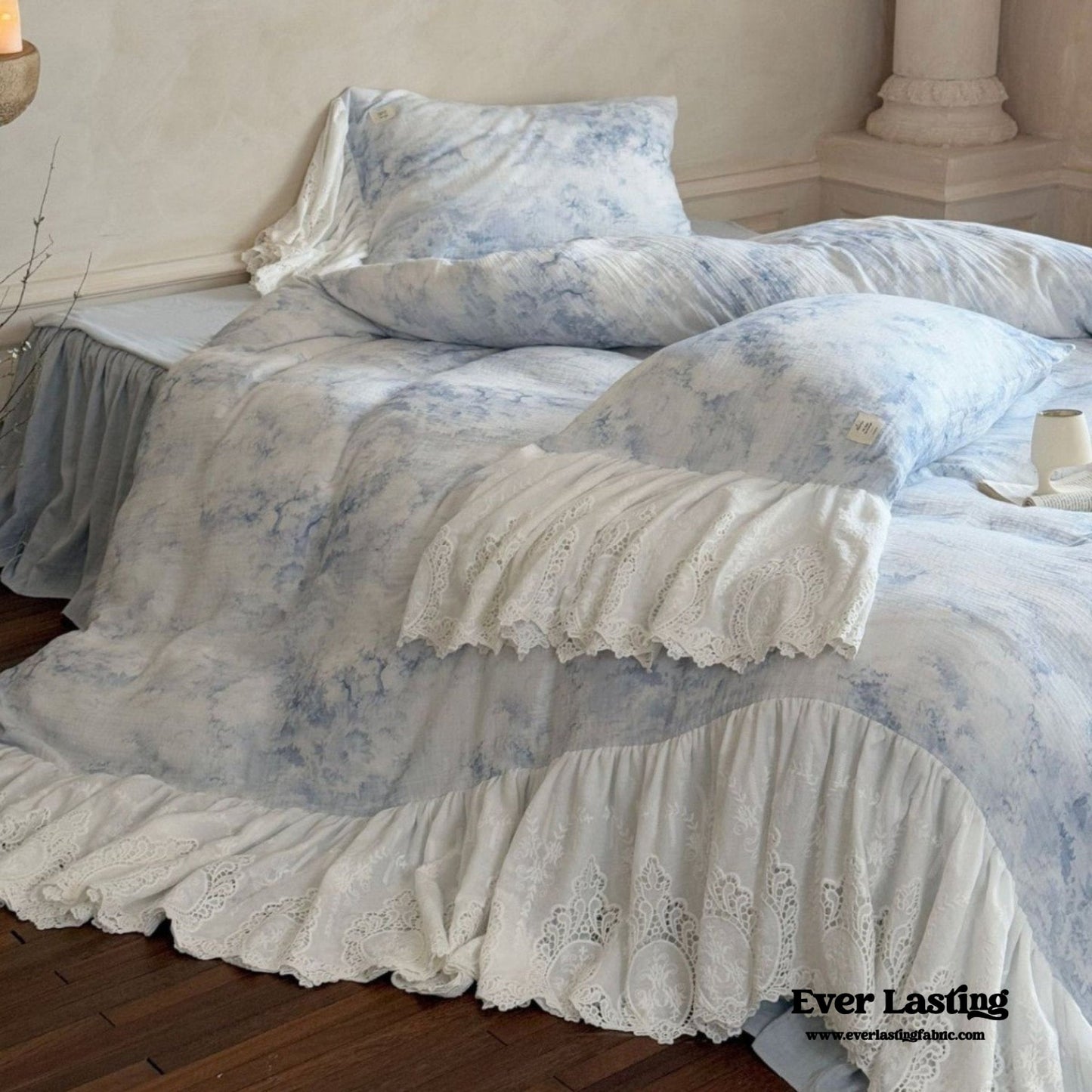Sylvie Lace Gauze Bedding Set / Blue Sky