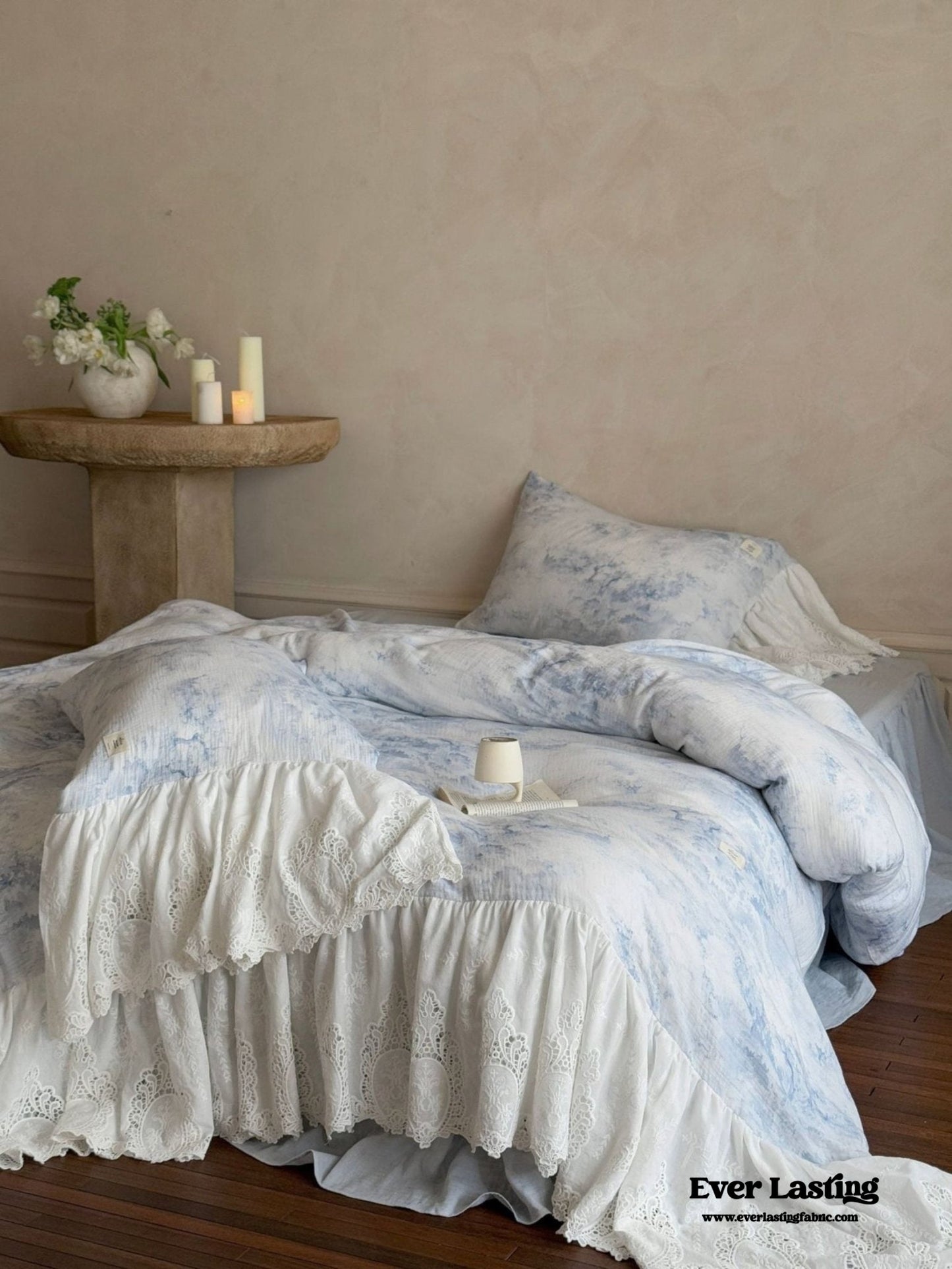 Sylvie Lace Gauze Bedding Set / Blue Sky