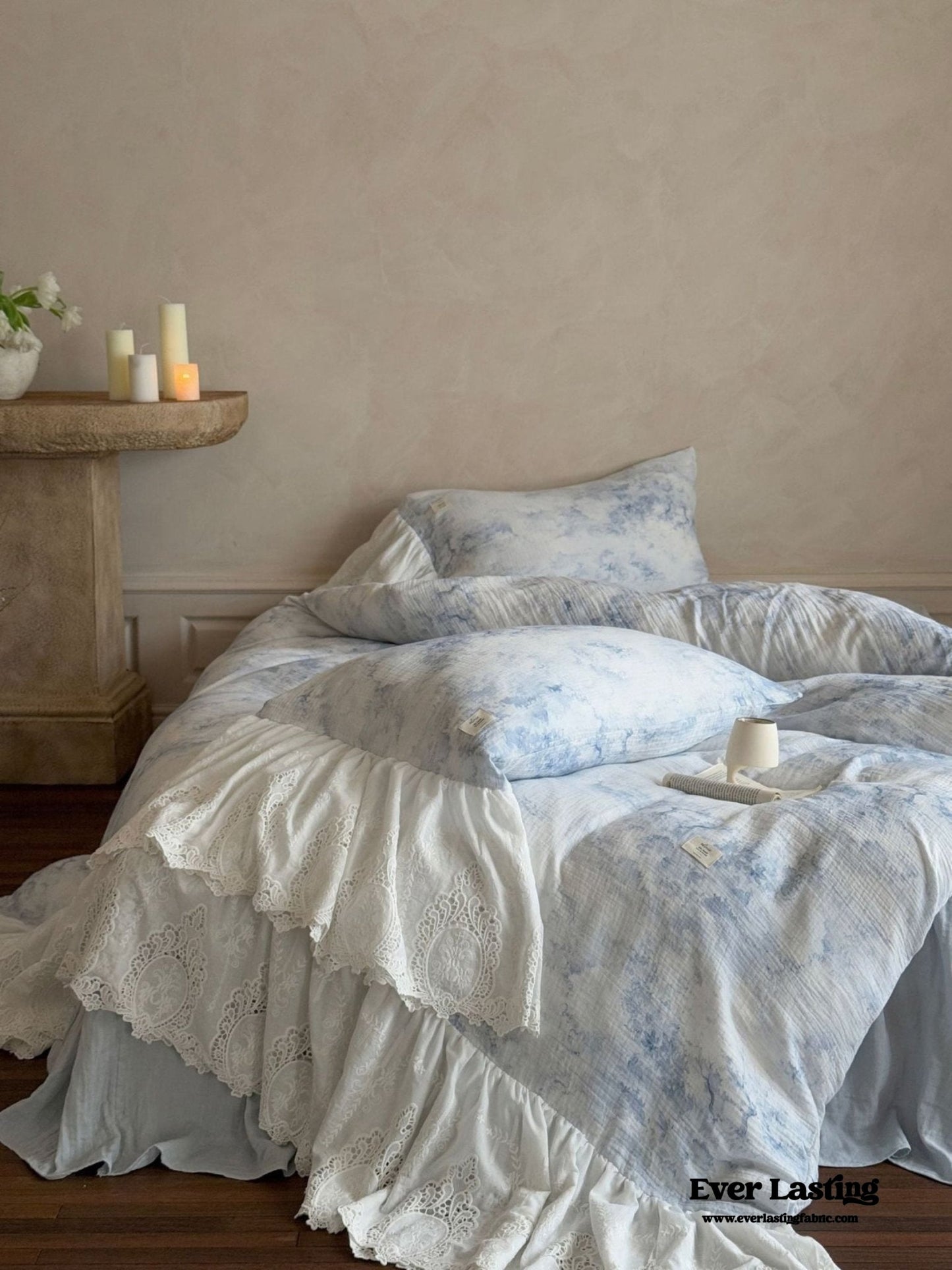 Sylvie Lace Gauze Bedding Set / Blue Sky